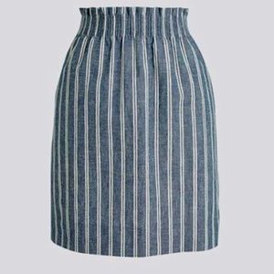 NWOT J. Crew Chambray Linen Striped Herringbone Sidewalk Skirt BLUE/WHITE SIZE 4